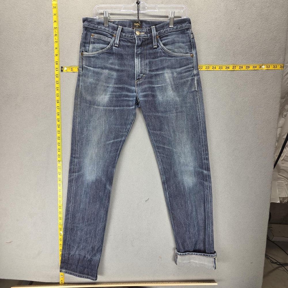 Lee Jeans Mens 30x32 Blue Selvedge 101 Z Whiskers Honeycomb Zip‎ Fly Medium Wash